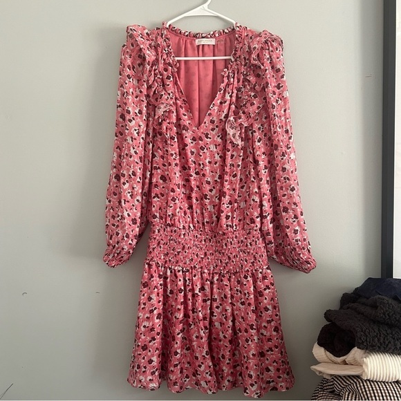 Ramy Brook Penelope Floral Pink Ruffled Dress - Picture 2 of 6